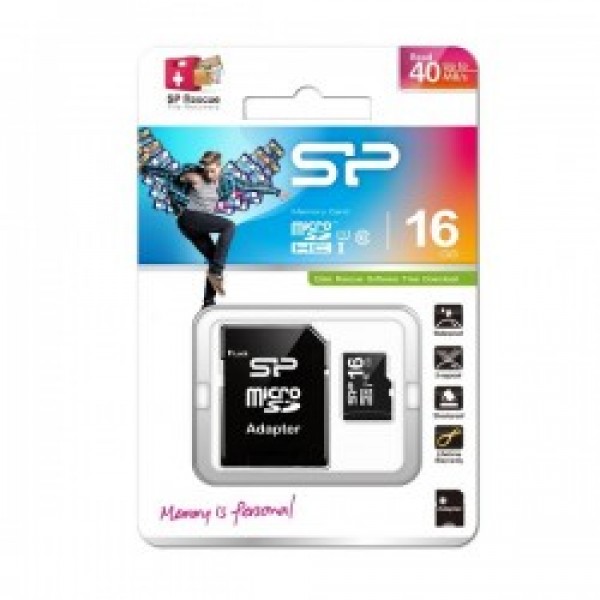 SILICON POWER KARTICE 16GB MICRO SDHC CLASS 10/U1+ ADAPTER/SP