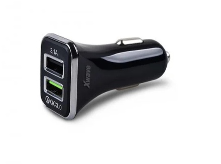 XWAVE C22-2 USB brzi auto punjač za mobilne DYUAL 2XUSB 3.1A/2A/1.5A 12V Crna